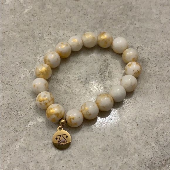 14kt gf White jade plated with‎ gold bracelet - Picture 2 of 8